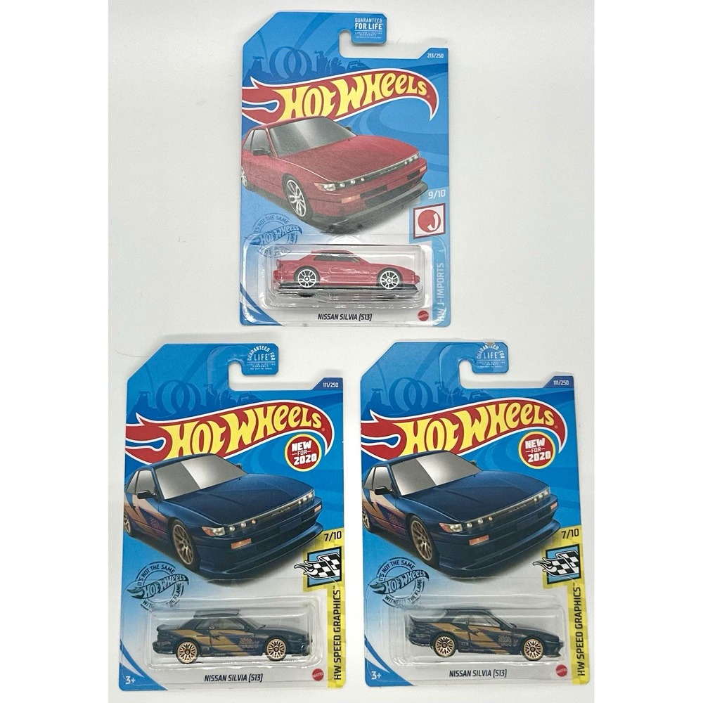 Hot Wheels Nissan Silvia (S13) Lot of 3 Red Blue J-Imports Speed Graphics 1:64